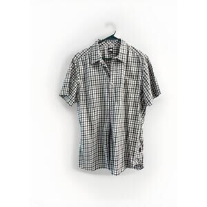 The North Face Button Up Shirt Check Shirt sleeve Pocket Gray Mens Large